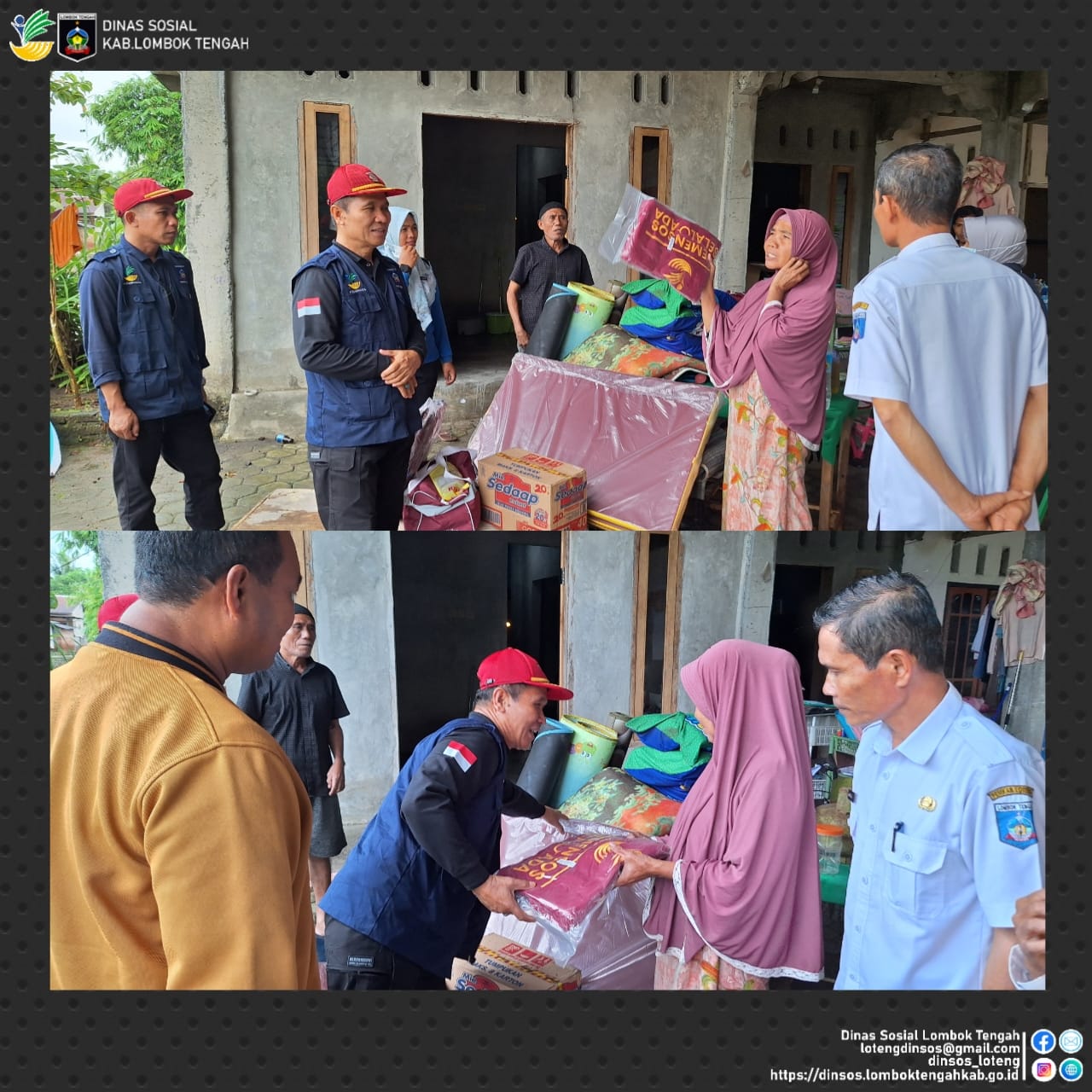 Penyaluran Bantuan korban terdampak banjir di Kec. Praya Timur